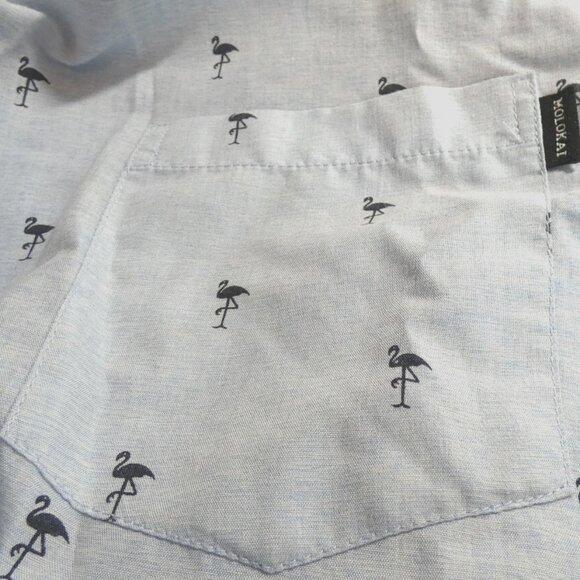Molokai Surf Co. Men Shirt Size XL Flamingos Hawaiian Cotton Short Sleeve Summer - Picture 4 of 8
